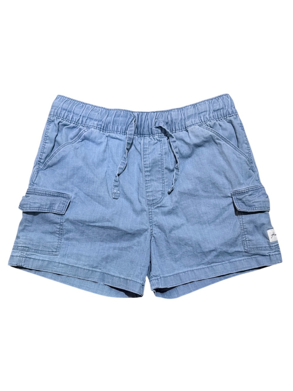 Hurley Girls Blue Chambray Cargo Pull-On Shorts Drawstring Size Medium